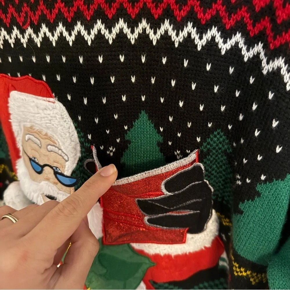 Holiday Time Men's Santa Ugly Christmas Sweater with Long Sleeves 2XL
